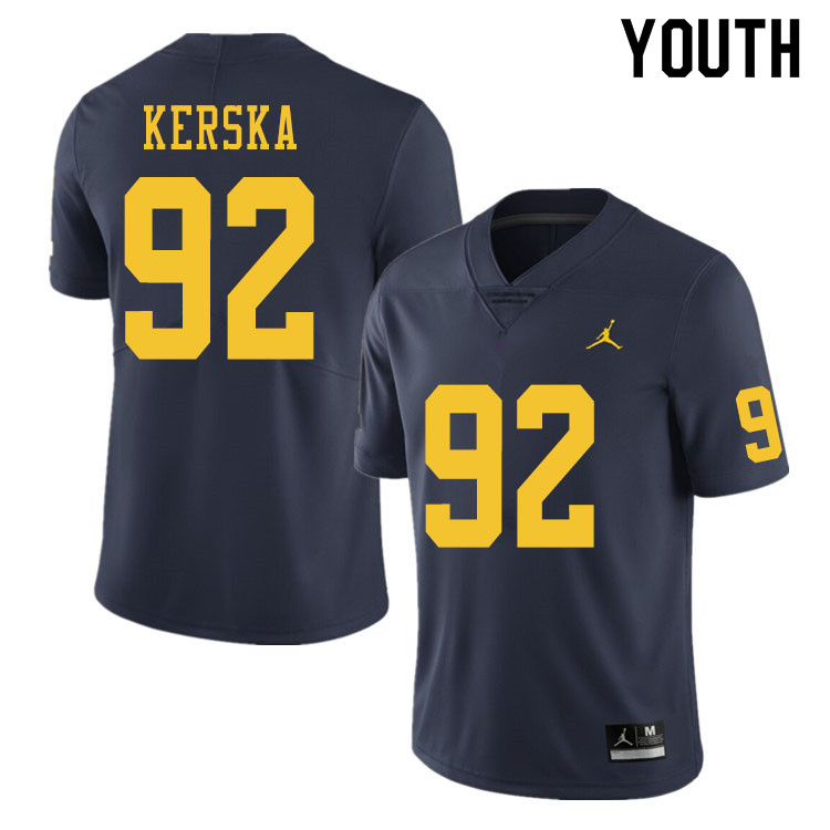 Youth #92 Karl Kerska Michigan Wolverines College Football Jerseys Sale-Navy